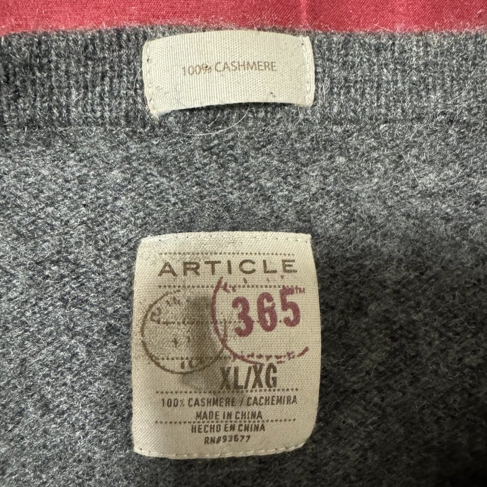 Article 365 Charcoal Grey Cashmere Sweater Size XL - Picture 6 of 6